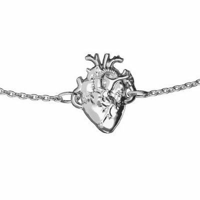 Браслет Анатомическое сердце на цепи, серебро 925