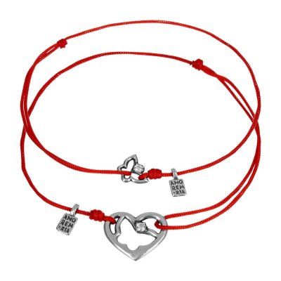 Парные браслеты Бабочки с фианитом, серебро 925 