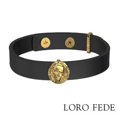 Сет - медальон LORO FEDE Сальвадор Дали, золото 585 и браслет из натуральной кожи