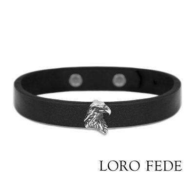 Сет - медальон LORO FEDE Орел, серебро 925 и браслет из натуральной кожи