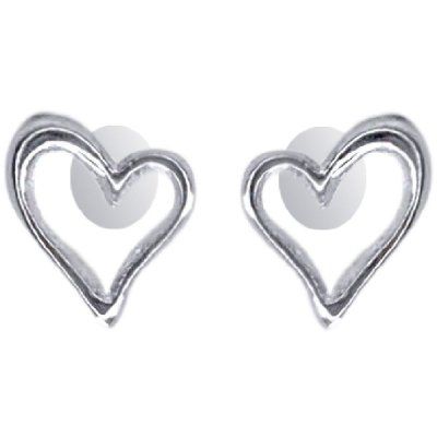 Серьги пусеты Сердечко контурное, серебро 925 — символ любви и искренности