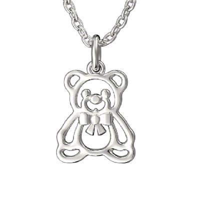 Кулон на цепи Мишка, серебро 925