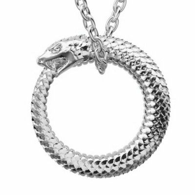 Кулон на цепи Уроборос, серебро 925 — символ вечного движения и непрерывного роста