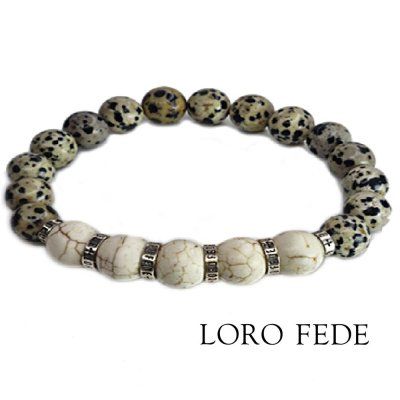 Браслет LORO FEDE Умиротворение из далматиновой яшмы, говлита и серебра 925