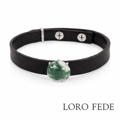 Сет - медальон LORO FEDE Ясность мысли, моховой агат, серебро 925 и браслет из натуральной кожи
