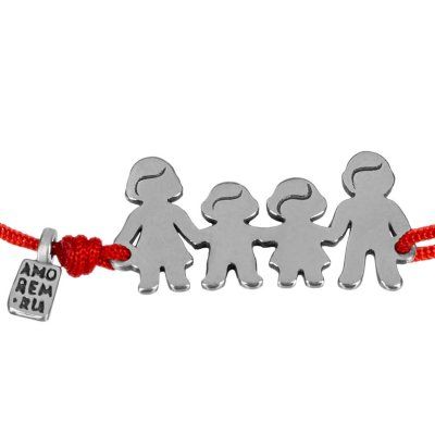 Браслет Семья с двумя дочками, серебро 925