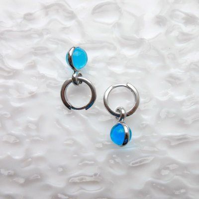 Серьги Энергия осознанности, голубой топаз 8 мм, серебро 925