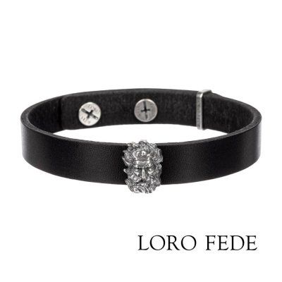 Сет - медальон LORO FEDE Посейдон, серебро 925 и браслет из натуральной кожи