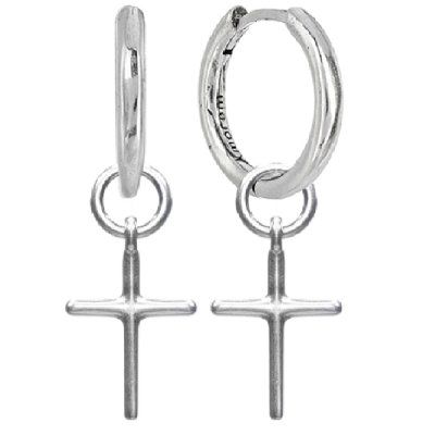 Серьги Крест, серебро 925