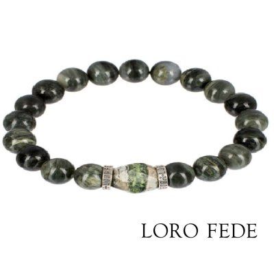 Браслет LORO FEDE Жизненный тонус из змеевика и серебра 925 пробы
