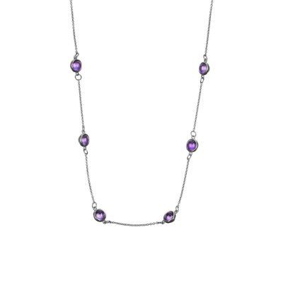 Чокер Алхимия, аметист 6мм, серебро 925