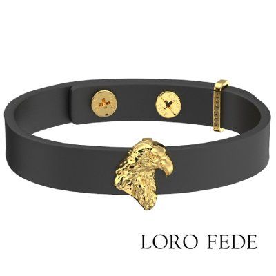 Сет - медальон LORO FEDE Орел, золото 585 и браслет из натуральной кожи