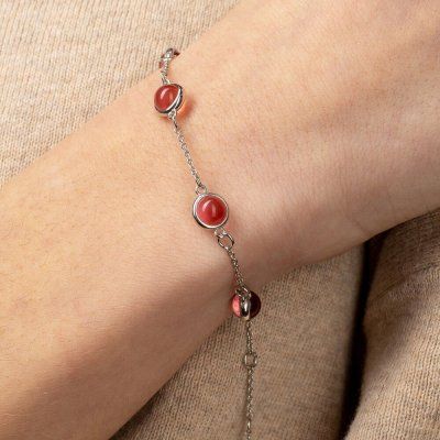 Браслет Алхимия, розовый топаз 6 мм, серебро 925