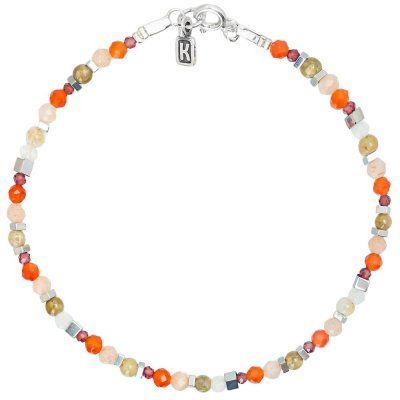 Браслет "Four seasons" из сердолика, лунного камня, граната, солнечного камня, гематита и серебра 925