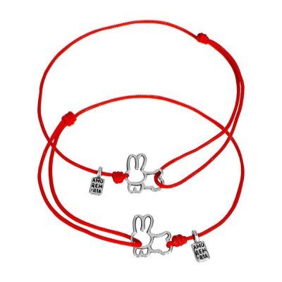 Парные браслеты Кролики, серебро 925 