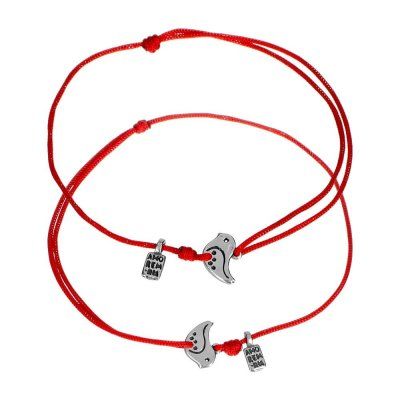 Парные браслеты в форме птиц, серебро 925 