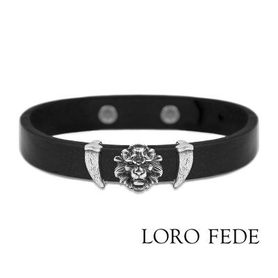 Сет - медальоны LORO FEDE Храбрость, серебро 925 и браслет из натуральной кожи 