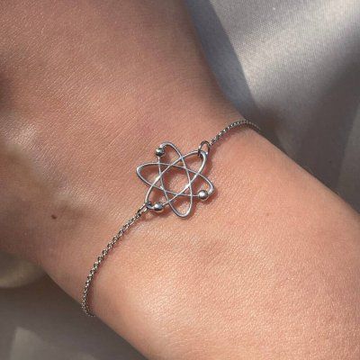 Браслет Атом на цепочке, серебро 925 