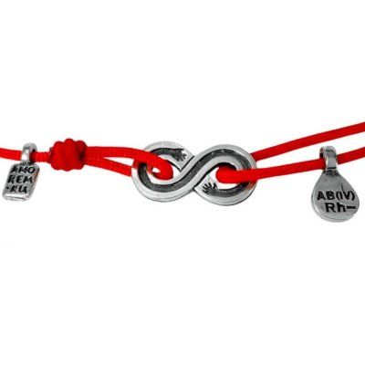 Браслет Код Связи IV группа крови, Rh -, серебро 925