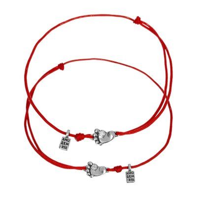 Парные браслеты Первые шаги с фианитом, серебро 925 