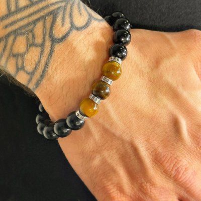 Браслет LORO FEDE Сознание из агата, тигрового глаза и серебра 925