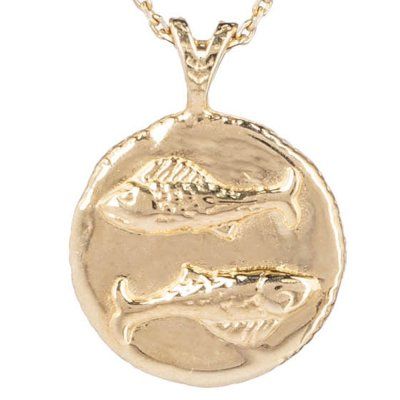 Кулон, Знак зодиака Рыбы на цепочке, бриллиант, золото 585