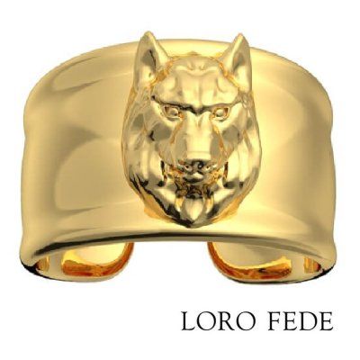 Кольцо LORO FEDE Серый Волк, золото 585