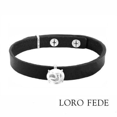 Сет - медальон LORO FEDE Благополучие, хрусталь, серебро 925 и браслет из натуральной кожи