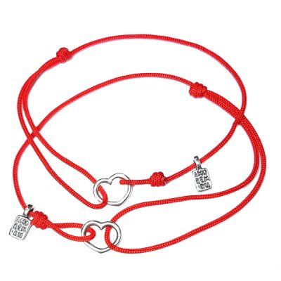  Парные браслеты для мам и дочек - Сердечки, серебро 925