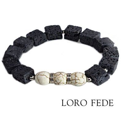Браслет LORO FEDE Устойчивость из лавы, говлита и серебра 925