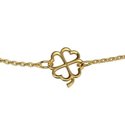 Браслет Клевер малый на цепи, золото 585