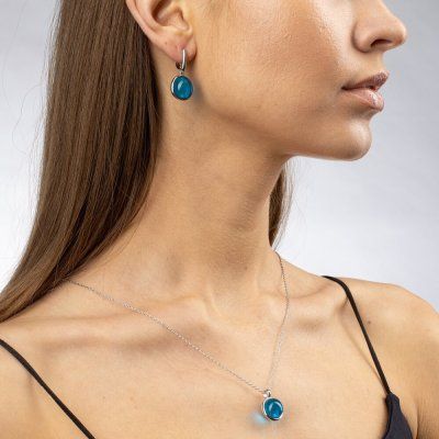 Кулон Закон Вселенной, голубой топаз 12 мм, серебро 925