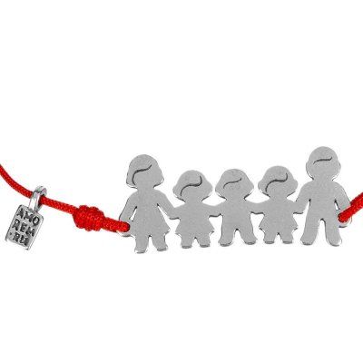  Браслет Семья с двумя дочками и сыночком, серебро 925