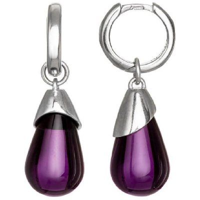 Серьги Космос, аметист 19 мм, серебро 925