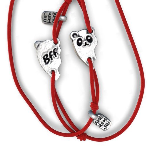 Парные браслеты Best Friend Forever в форме панды, серебро 925 фото 4 Аmorem