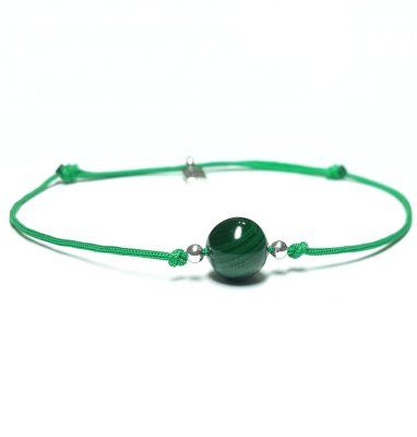  Браслет для 4-ой чакры с малахитом, серебро 925