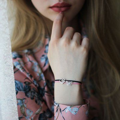 Браслет с бабочкой, серебро 925