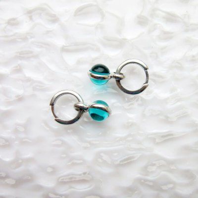 Серьги Энергия совершенства, турмалин параиба 8 мм, серебро 925