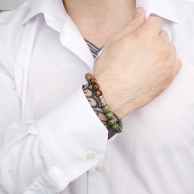 Браслет LORO FEDE Расположение духа из яшмы, серебро 925