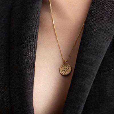 Колье, Знак зодиака Дева на цепочке, золото 585 - Amorem