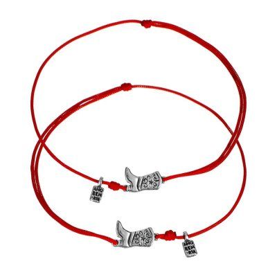 Парные браслеты в форме сапог, серебро 925 