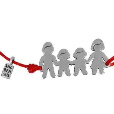  Браслет Семья с двумя сыночками, серебро 925