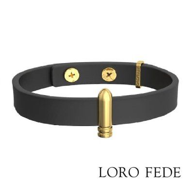 Сет - медальон LORO FEDE Русская рулетка, золото 585 и браслет из натуральной кожи