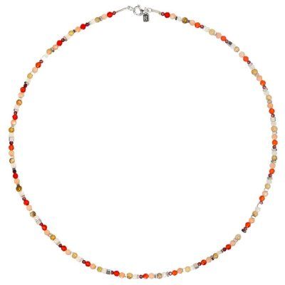 Колье "Four seasons" из сердолика, лунного камня, граната, солнечного камня, гематита и серебра 925