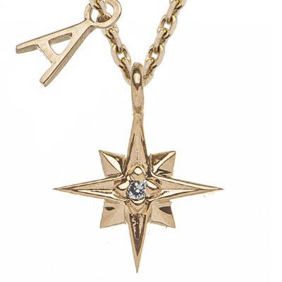 Кулон на цепи Вифлеемская звезда с бриллиантом, золото 585
