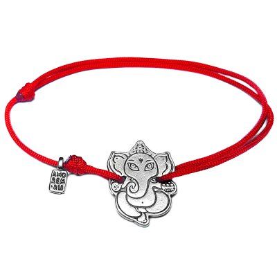  Ганеша, браслет на нити из серебра 925 пробы