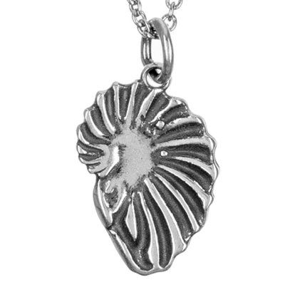Кулон на цепи Ракушка плоская, серебро 925