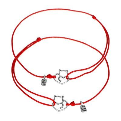 Парные браслеты Кошки, серебро 925 