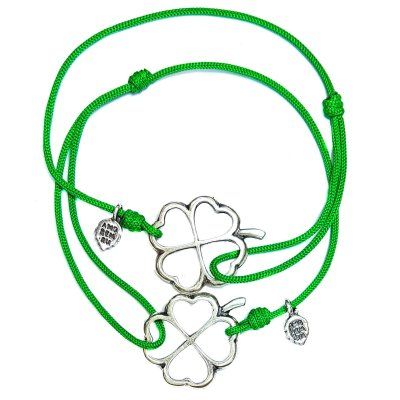  Парные браслеты Четырехлистный Клевер, серебро 925