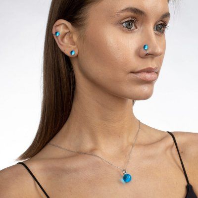 Кулон Небо, голубой топаз 12 мм, серебро 925